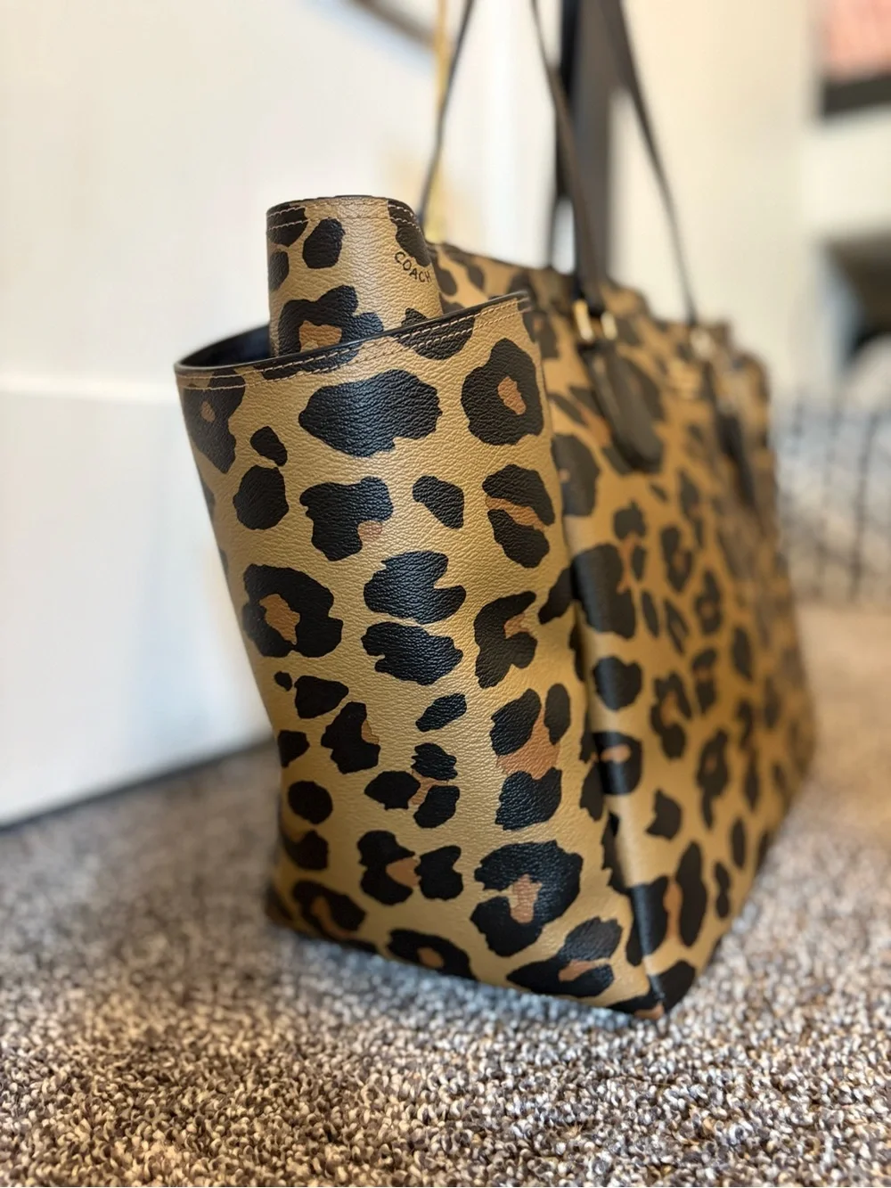 COACH BABY BAG WITH LEOPARD PRINT NWT